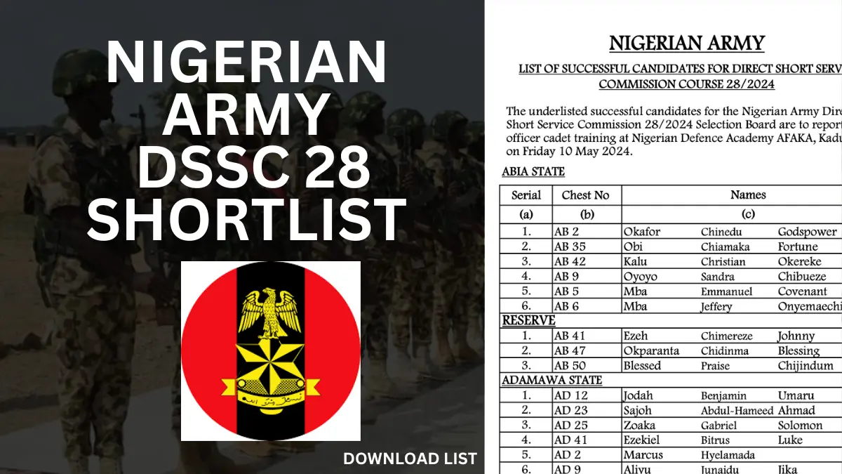 picture of Nigerian Army disc 28 shortlisted candidates
